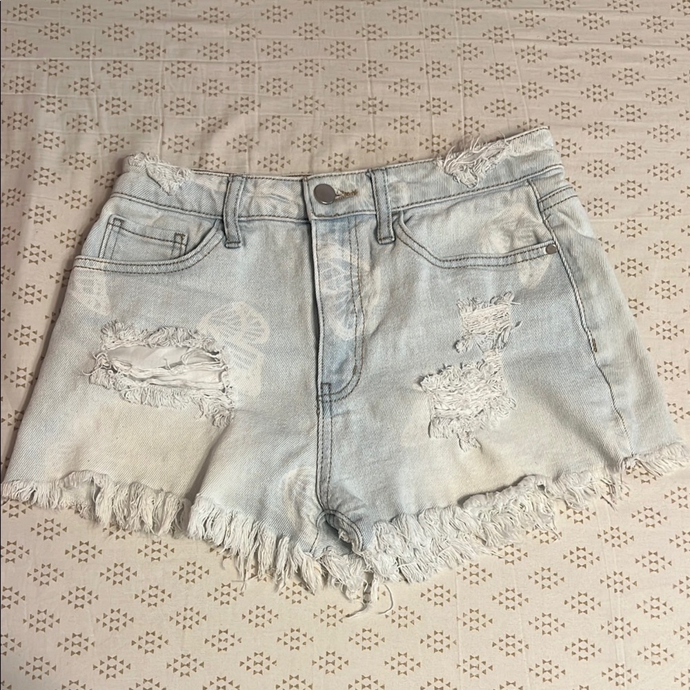 Material Girl Blue Jean Shorts Distressed High-Waisted